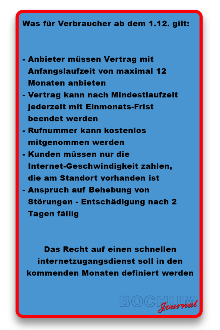 Seit gestern gilt das neue Telekommunikationsgesetz BOCHUM JOURNAL