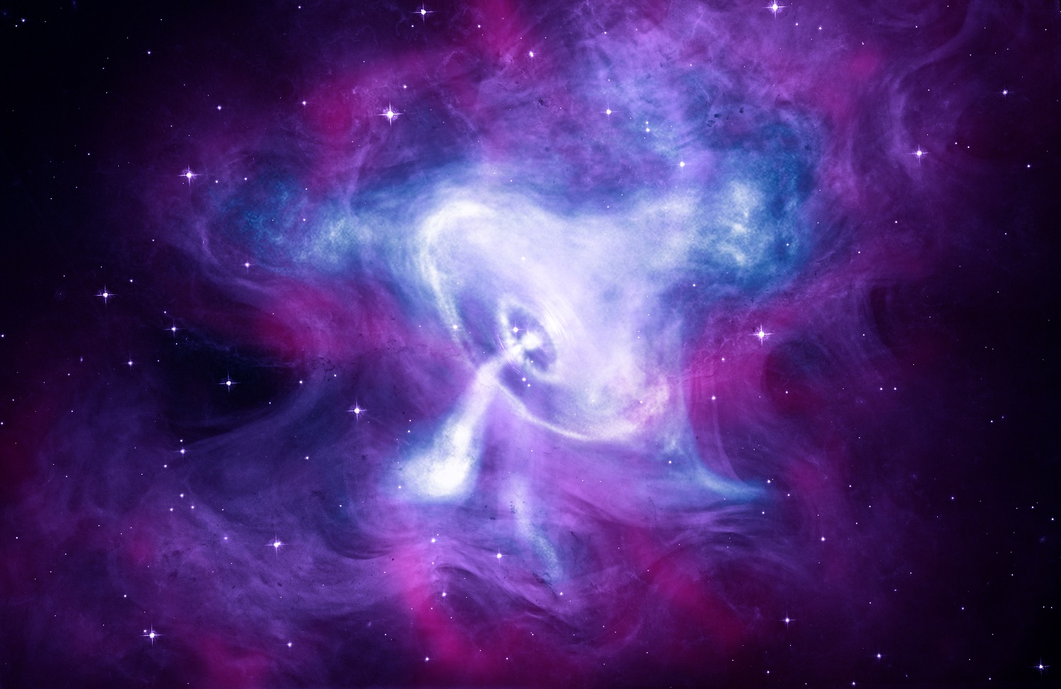 A new composite image of the Crab Nebula features X-rays from Chandra, optical data from Hubble, and infrared data from Spitzer. Beitrag: Neutronensterne – Exotische Sternenreste am Limit